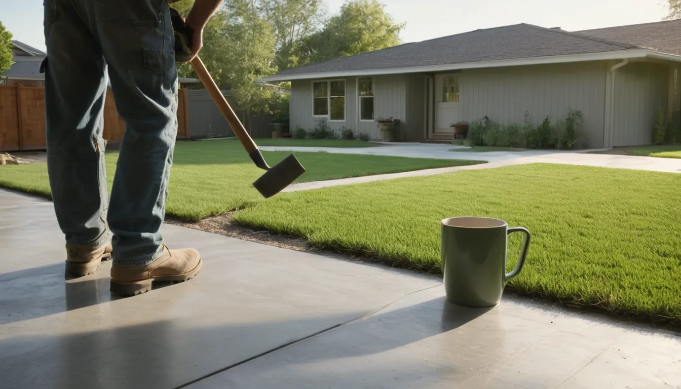 Newly poured concrete patio behind a family home in Lake St. Louis with a provider finishing the surface
