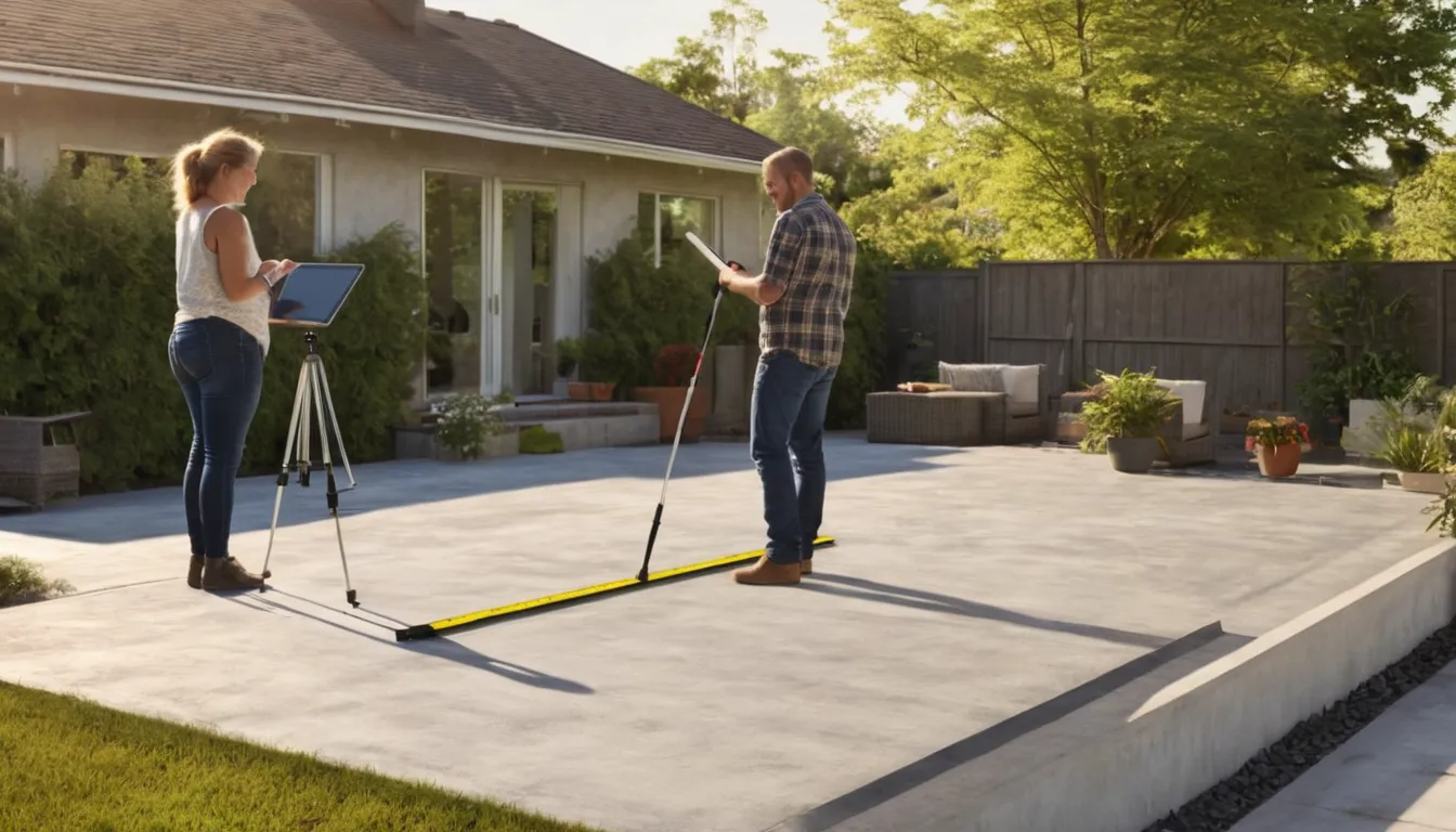 A homeowner reviewing patio options with a local concrete provider in the Lake St. Louis area